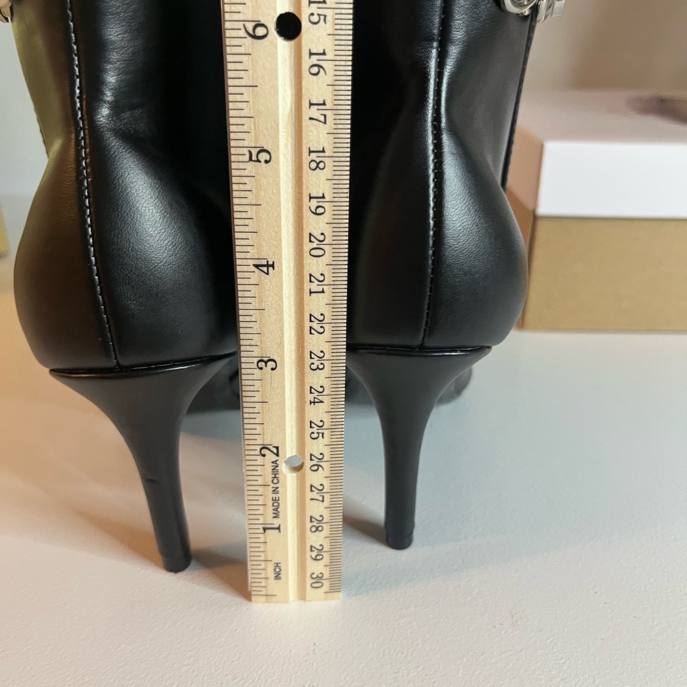 Calvin Klein Black Stiletto Heeled Boots with Luxurious Texture - Picture 5 of 6